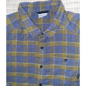 Men’s Columbia Blue/Yellow Plaid Flannel Long Sleeve Shirt XL